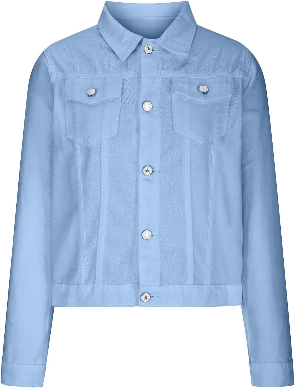 Jean Jackets for Women Trendy Button Down Denim Trucker Jackets Long Sleeves Solid Slim Shacket Jackets with Pockets