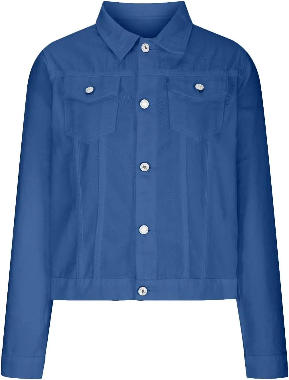 Jean Jackets for Women Trendy Button Down Denim Trucker Jackets Long Sleeves Solid Slim Shacket Jackets with Pockets