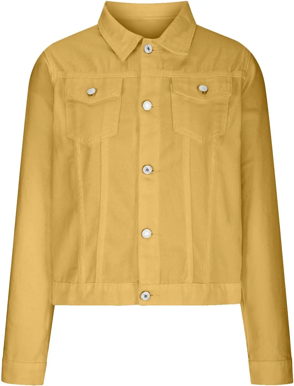 Jean Jackets for Women Trendy Button Down Denim Trucker Jackets Long Sleeves Solid Slim Shacket Jackets with Pockets