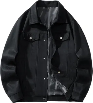 Jegsnoe Men's Suede Jackets Trucker Coats Autumn Winter Casual Vintage Streetwear Motorbike Jackets