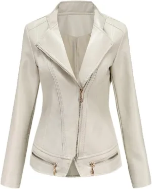 Jegsnoe Women Leather Jackets Spring Autumn Casual Coat Fashion Moto Biker Zipper Jackets