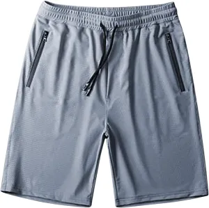 jsaierl Athletic Shorts for Men with Zipper Pockets Elastic Waistband Quick Dry Activewear Summer Lightweight Running Shorts