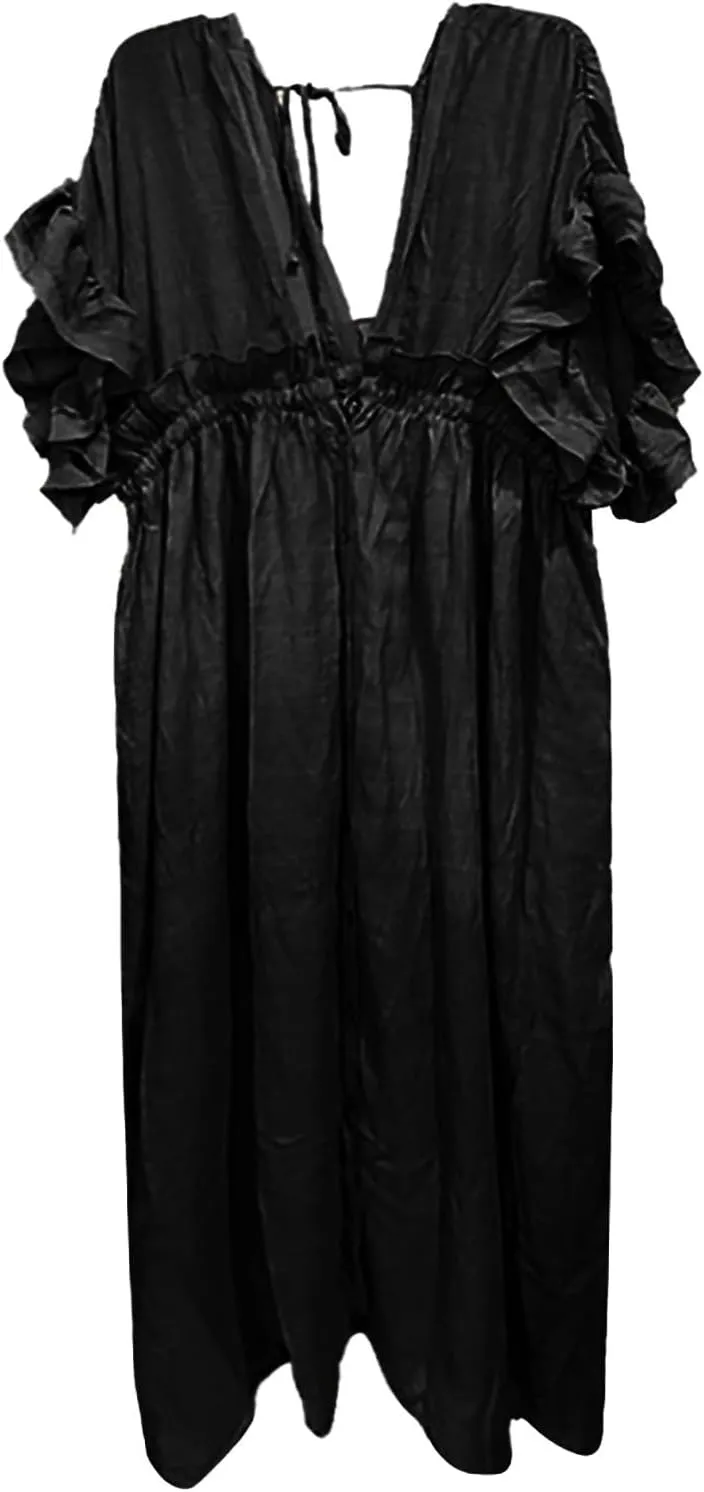 Kaftan Dresses for Women Plus Size Batwing Sleeve Caftans Long Bathing Suit Cover Up Maxi Beach Dress Loungewear