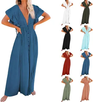 Kaftan Dresses for Women Plus Size Batwing Sleeve Caftans Long Bathing Suit Cover Up Maxi Beach Dress Loungewear