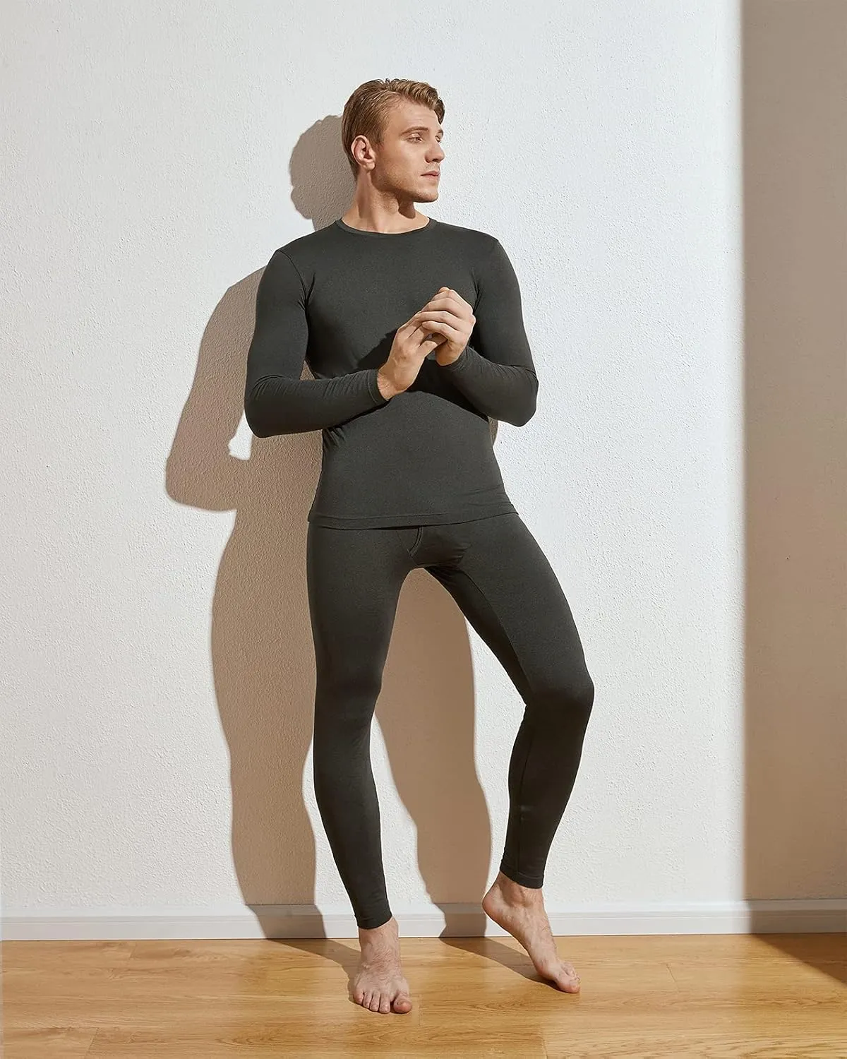 LAPASA Men's Thermal Underwear Set Soft Fleece Lined Long Johns Light/Mid/Heavy Weight Base Layer Top & Bottom M11/M24/M57