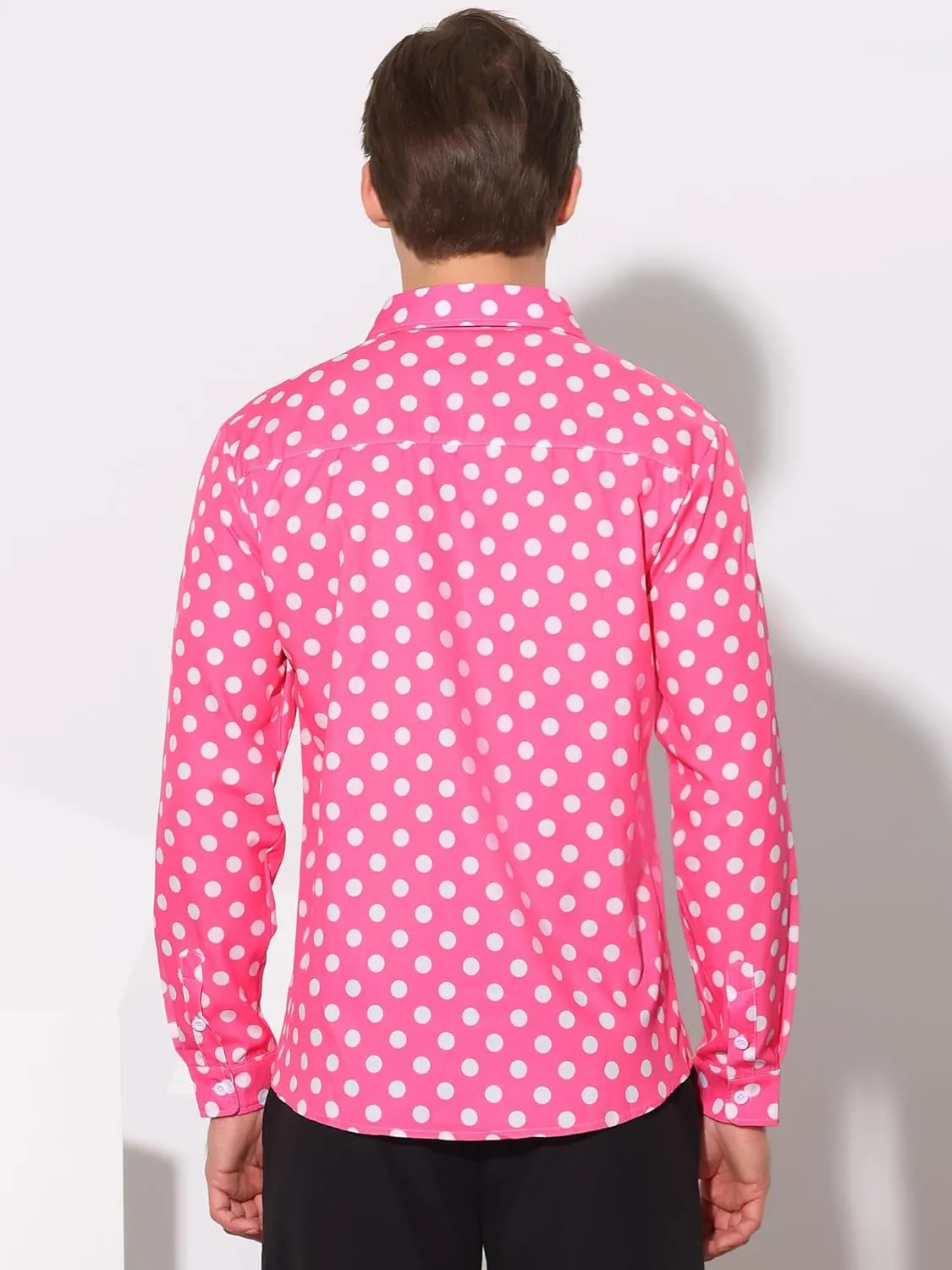 Lars Amadeus Polka Dots Dress Shirt for Men's Long Sleeve Button Down Slim Fit Printed Shirts