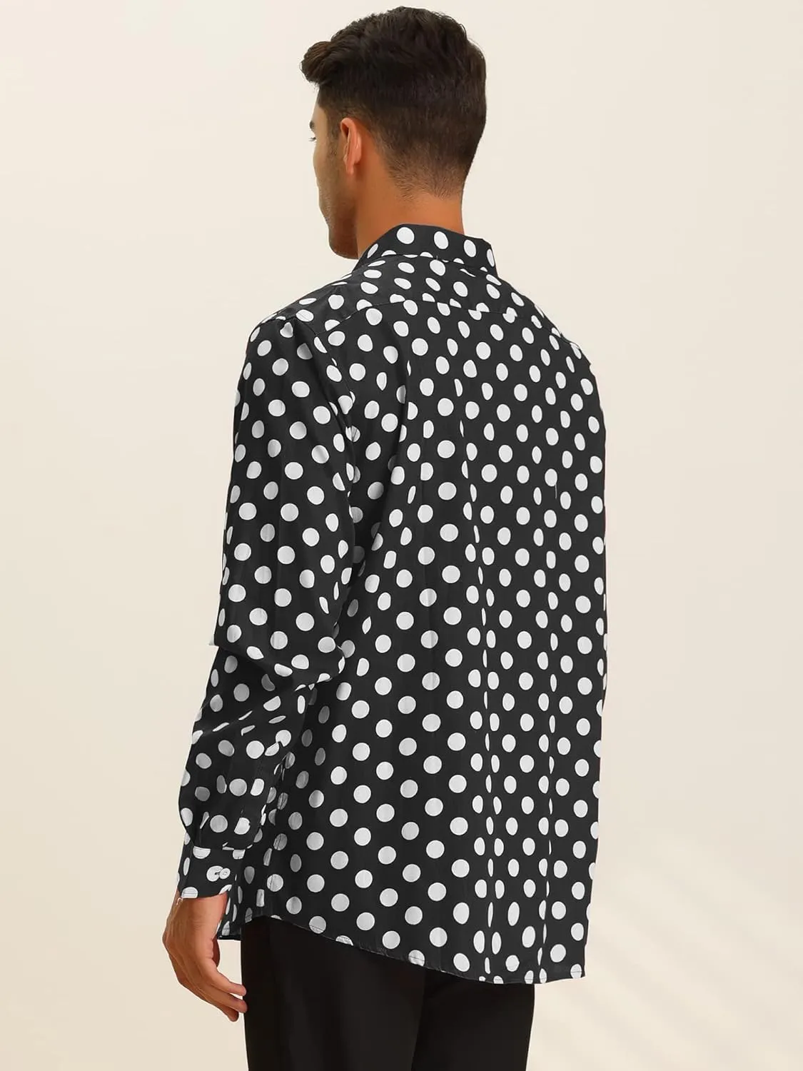 Lars Amadeus Polka Dots Dress Shirt for Men's Long Sleeve Button Down Slim Fit Printed Shirts
