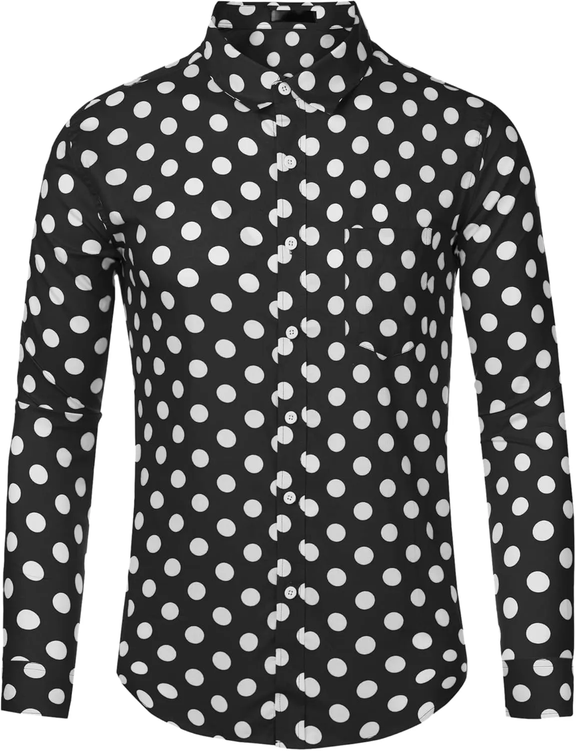 Lars Amadeus Polka Dots Dress Shirt for Men's Long Sleeve Button Down Slim Fit Printed Shirts