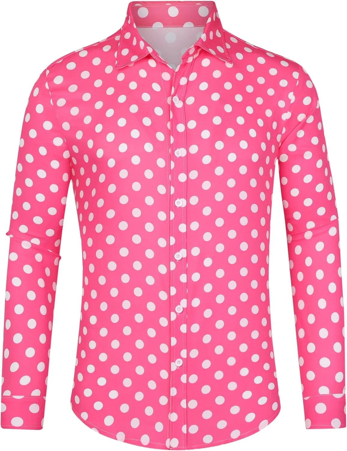 Lars Amadeus Polka Dots Dress Shirt for Men's Long Sleeve Button Down Slim Fit Printed Shirts