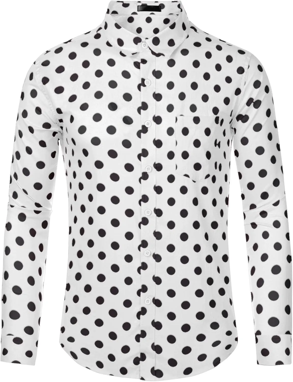 Lars Amadeus Polka Dots Dress Shirt for Men's Long Sleeve Button Down Slim Fit Printed Shirts