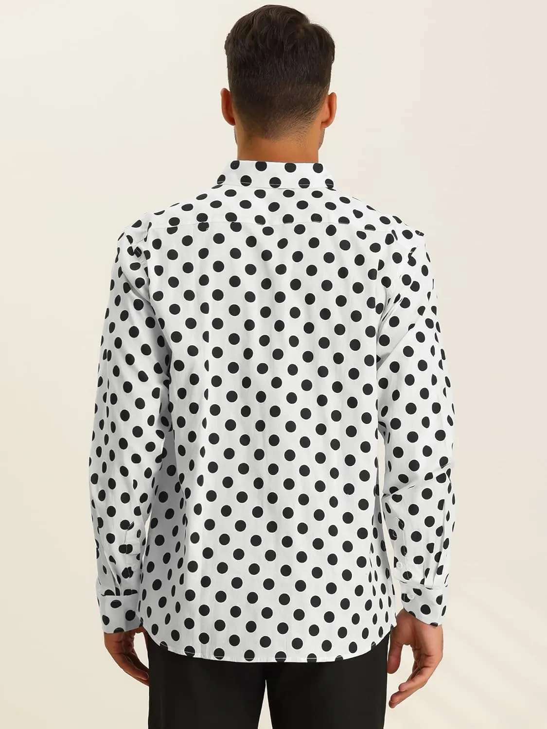 Lars Amadeus Polka Dots Dress Shirt for Men's Long Sleeve Button Down Slim Fit Printed Shirts