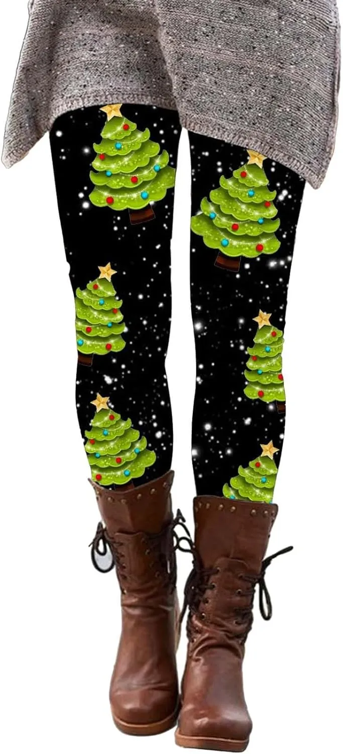 Leggings for Women Printed High Waist Leggings Fashion Casual Trousers Womens Christmas Pants Sequin Leggings Women