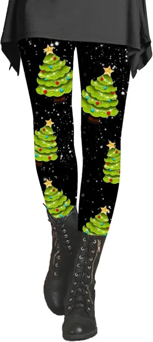 Leggings for Women Printed High Waist Leggings Fashion Casual Trousers Womens Christmas Pants Sequin Leggings Women