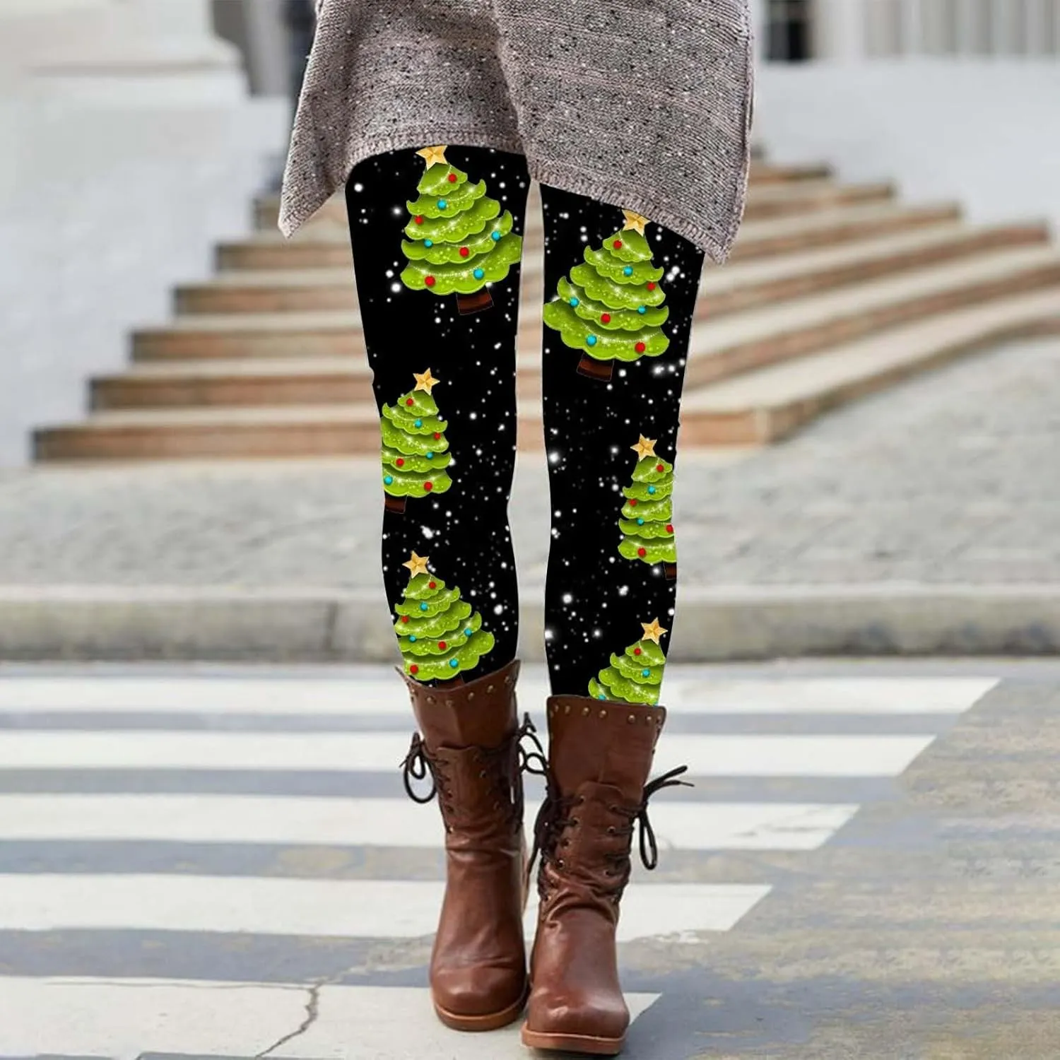 Leggings for Women Printed High Waist Leggings Fashion Casual Trousers Womens Christmas Pants Sequin Leggings Women