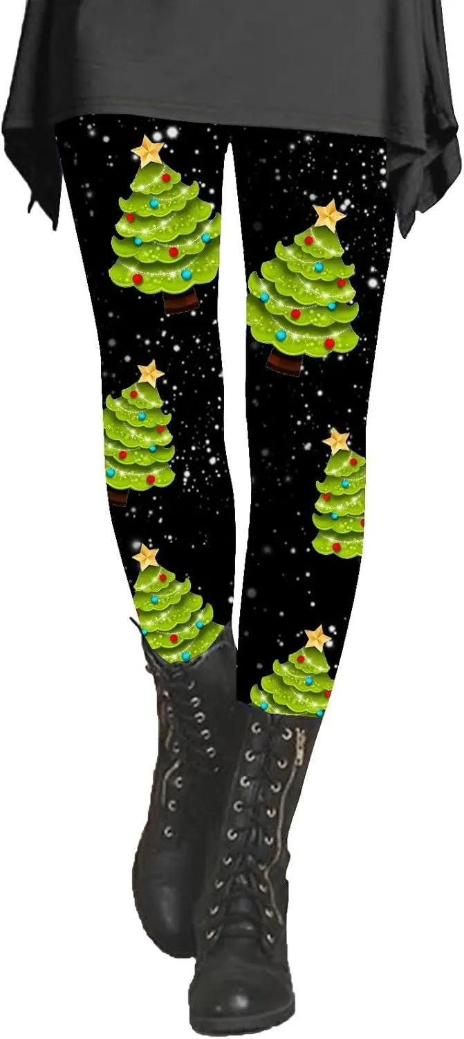 Leggings for Women Printed High Waist Leggings Fashion Casual Trousers Womens Christmas Pants Sequin Leggings Women