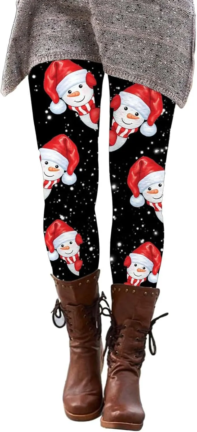 Leggings for Women Printed High Waist Leggings Fashion Casual Trousers Womens Christmas Pants Sequin Leggings Women