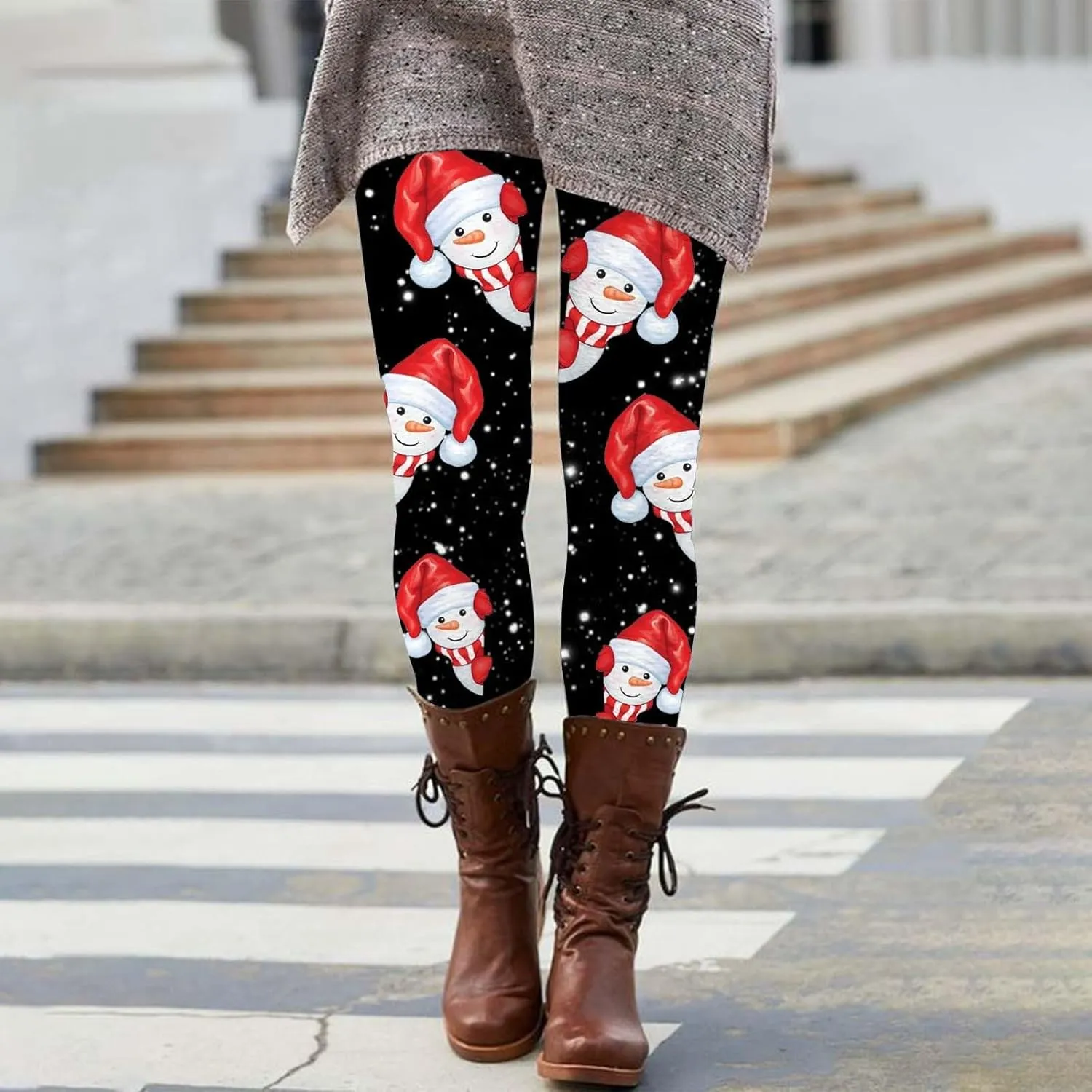 Leggings for Women Printed High Waist Leggings Fashion Casual Trousers Womens Christmas Pants Sequin Leggings Women
