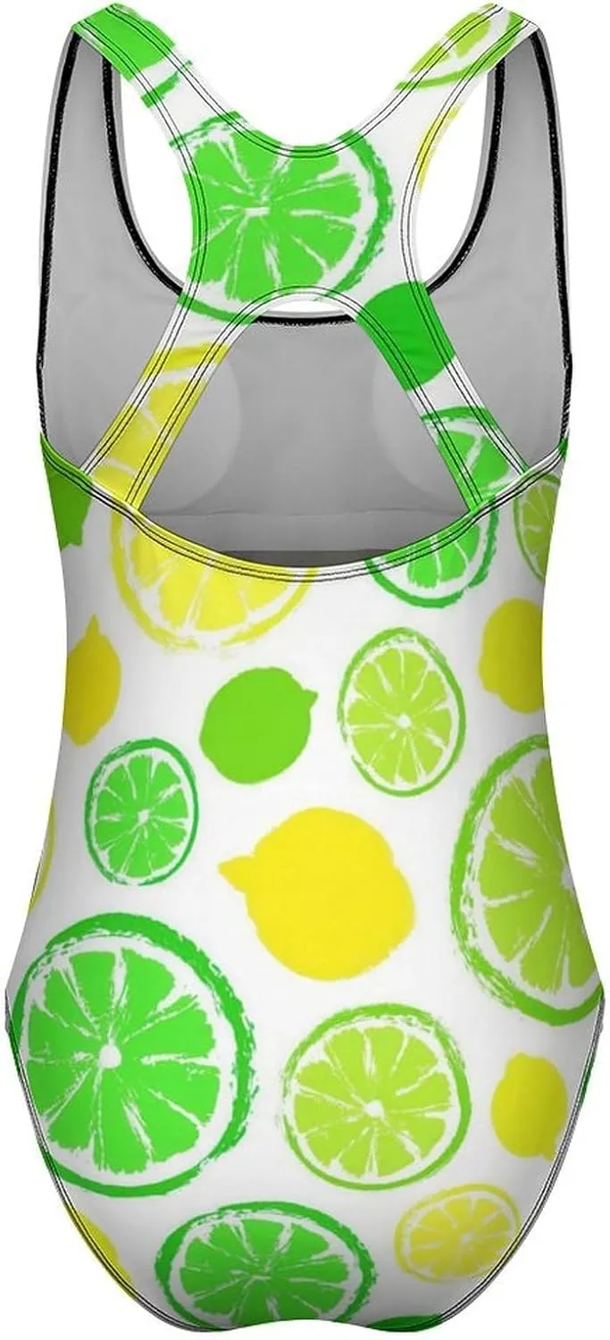 Lemons Limes Women One Piece Bathing Suits Halter Scoop Neck Aesthetic Tummy Control Bathing Suits