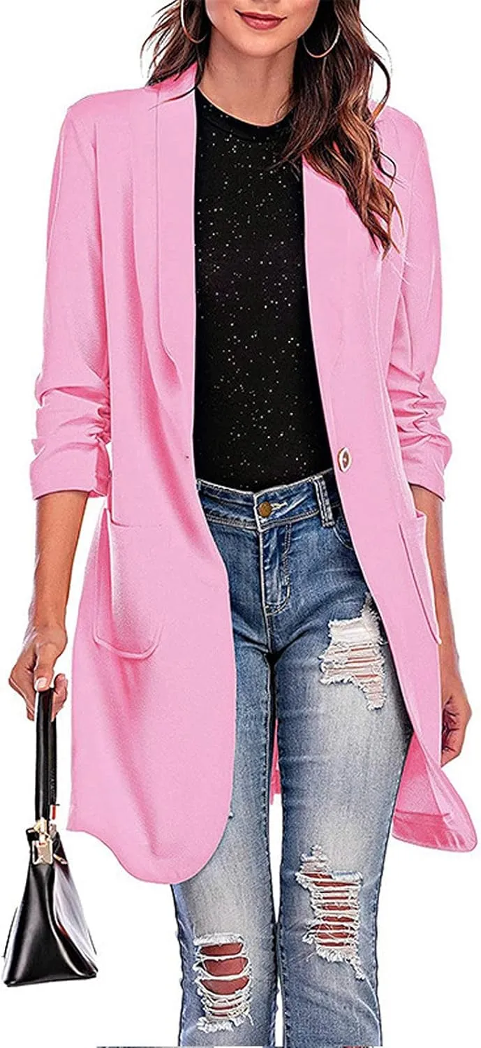 Lightweight Blazer for Women Business Women's Tops Buttonn Prtite Funny Jackets Fitted With Pockets Blazer