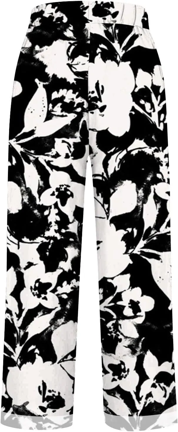 Lightweight Linen Pants Women Floral Cotton Linen Casual Pants Cropped Linen Pants Women Womens Cotton Linen Pants