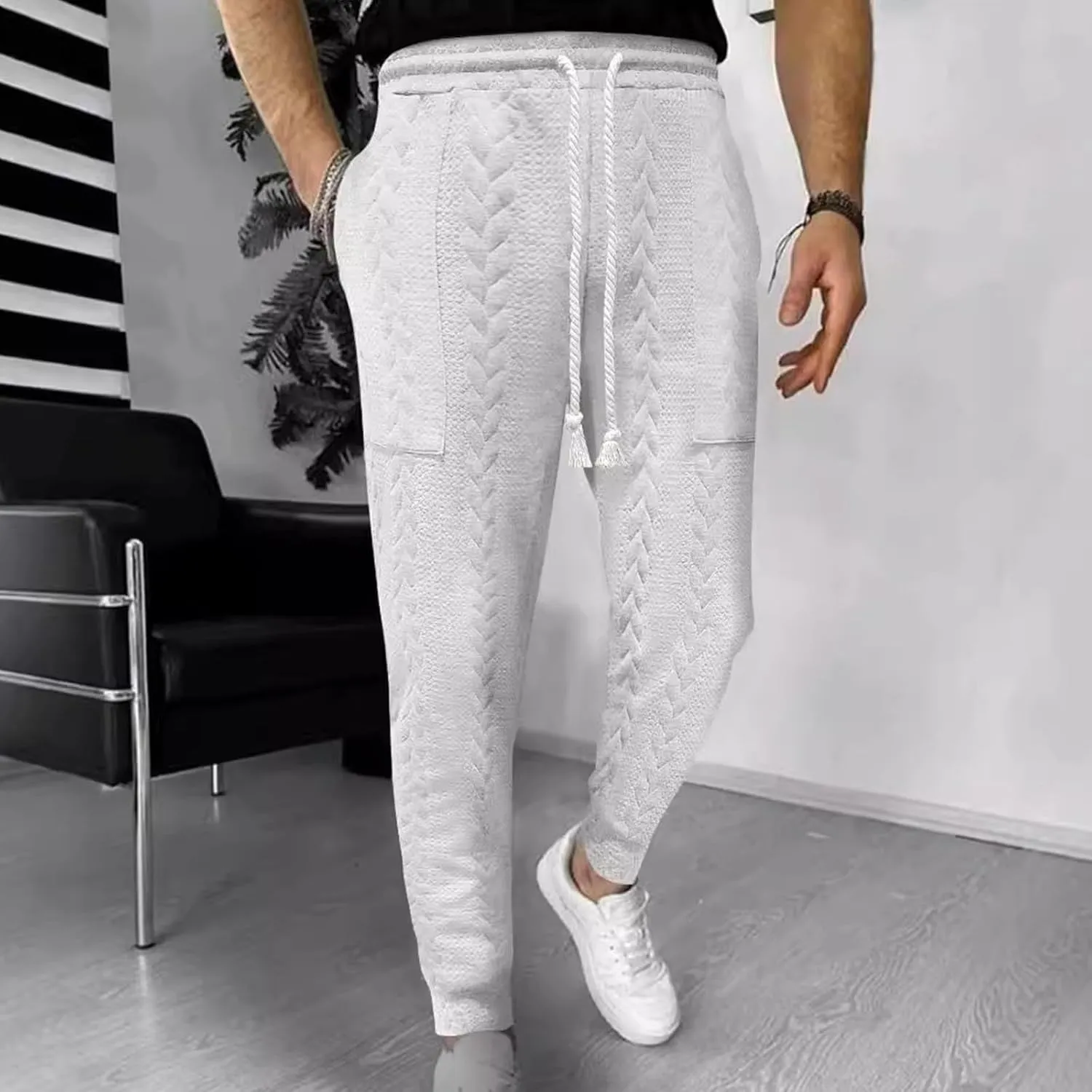 Loose Elastic Waist Sweatpants Men Casual Fashion Pants Athletic Comfy Pants Fall Solid Color Pants Travel Pants
