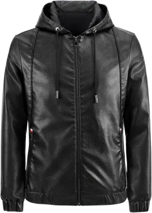 Luxus Jackets Genuine Lambskin Leather Jackets for Men with Removable Hood