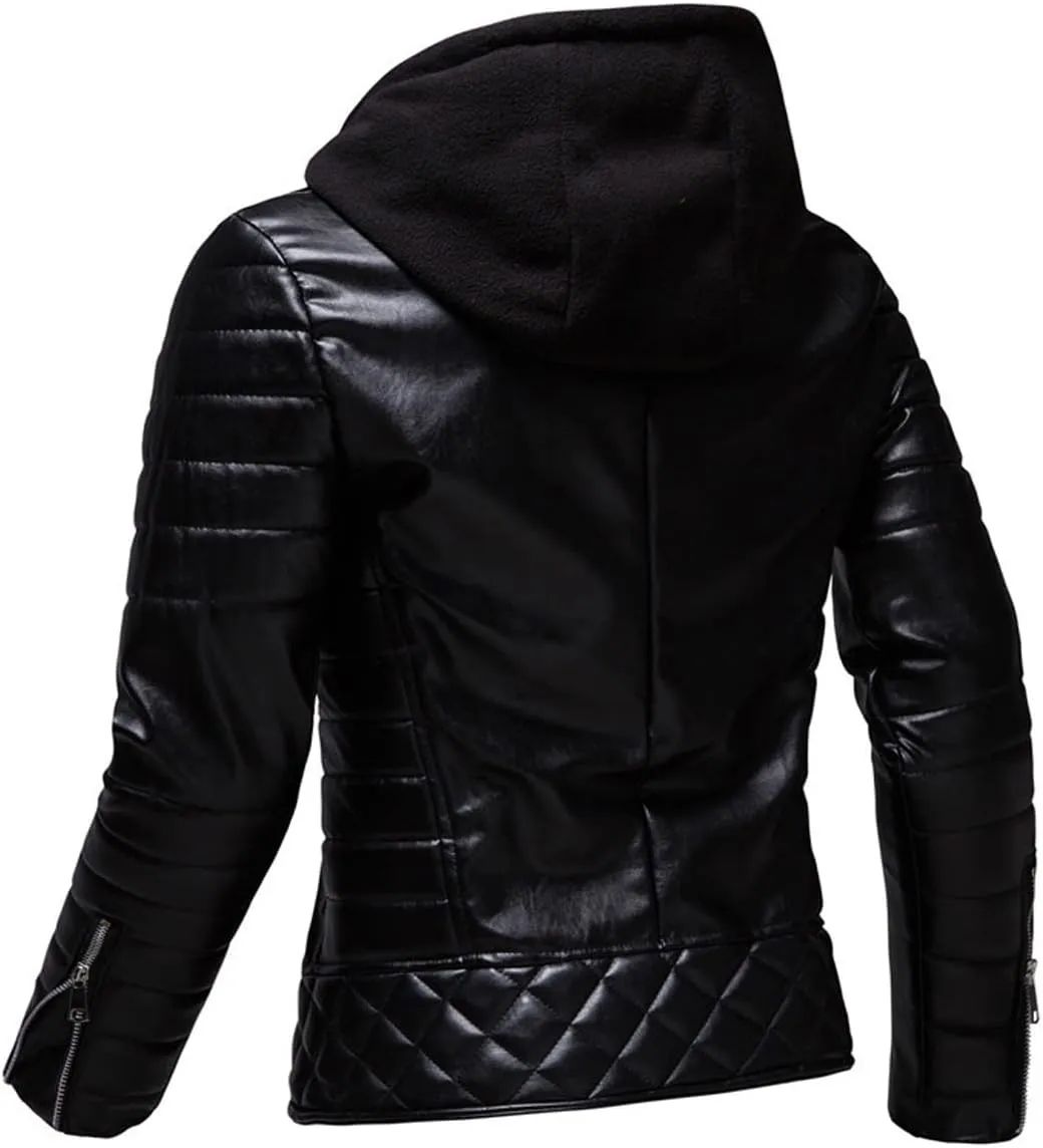 Luxus Jackets Genuine Lambskin Leather Jackets for Men with Removable Hood