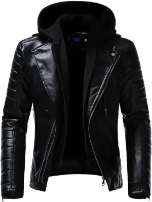 Luxus Jackets Genuine Lambskin Leather Jackets for Men with Removable Hood