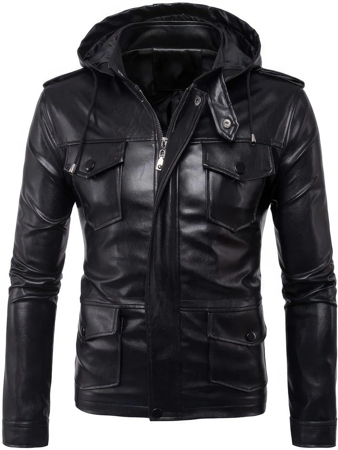 Luxus Jackets Genuine Lambskin Leather Jackets for Men with Removable Hood