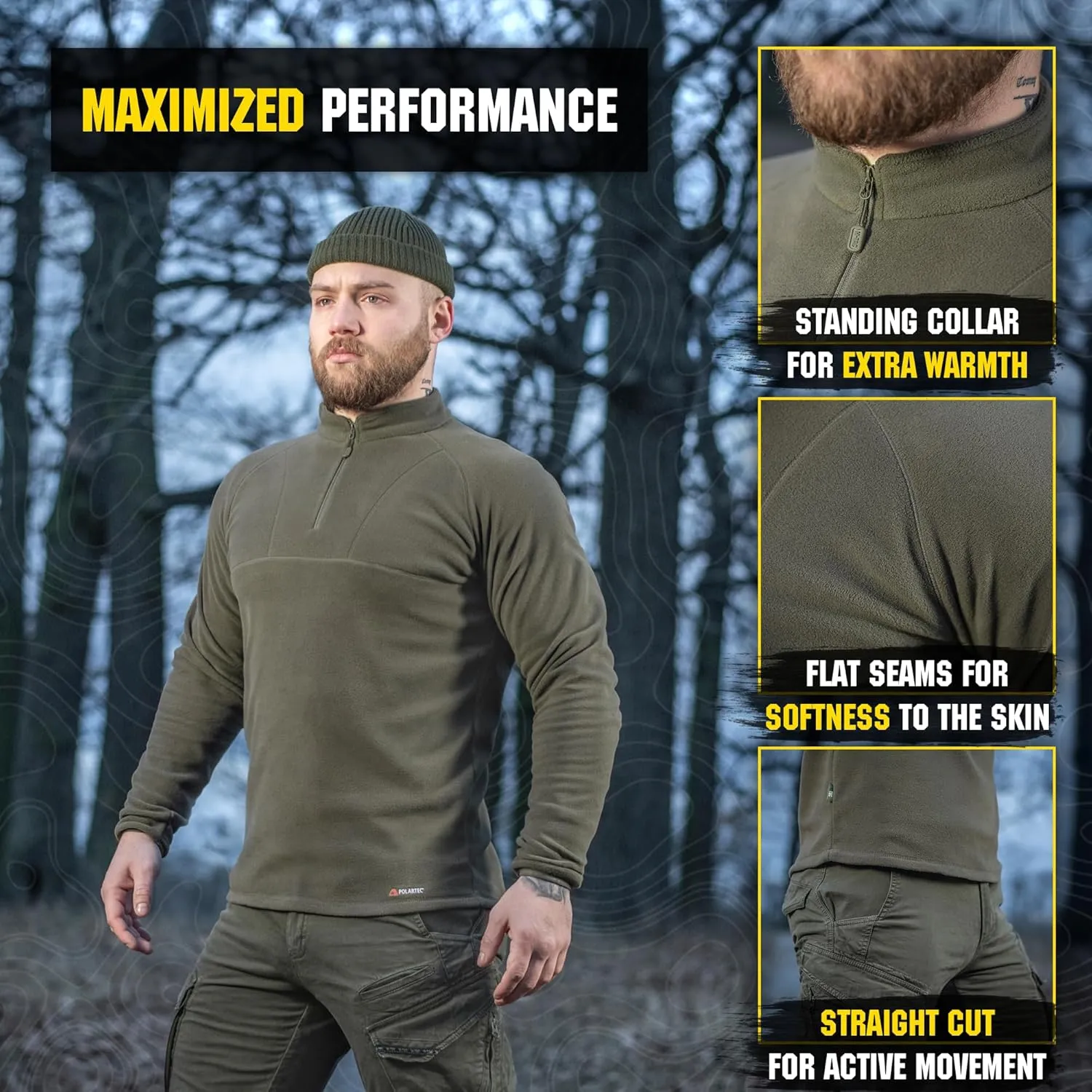 M-Tac Men's Tactical Fleece Pullover  Polartec Micro Series 1/4 Zip Underwear Sweater