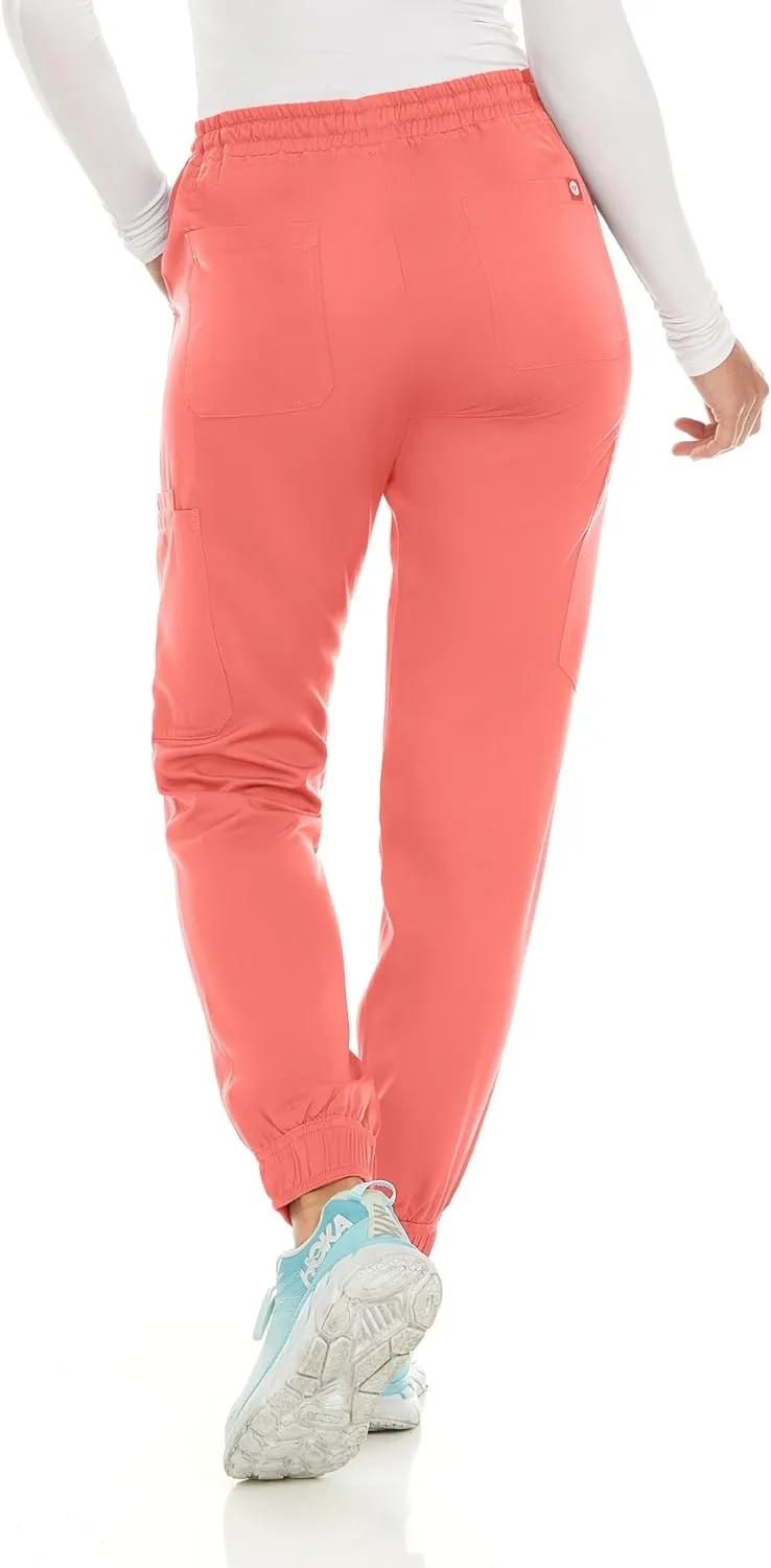 MediChic Women's Seven Pocket Cargo Scrub Pants Joggers with 4-Way Stretch Scrubs, Easy Care for Women