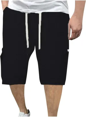 Men Elastic Waist Athletic Shorts with Drawstring Sports Gym Running Pants Quick Dry Workout Summer Activewear