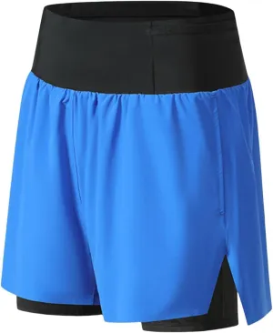 Mens 2 in 1 Running Shorts Quick Dry Mens Athletic Shorts with Pockets Outdoor Marathon Hiking Training Shorts Sports Shorts