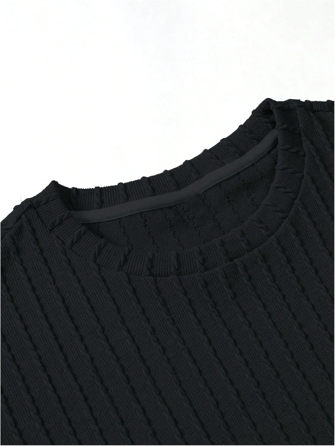 Men's 2 Piece Outfits Textured Drop Shoulder T Shirt and Short Sets Summer Outfits Tracksuit
