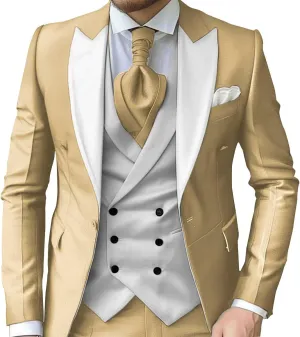 Mens 3 Piece Suits Slim Fit Tuxedo for Men Wedding Prom Suits Fashion Formal