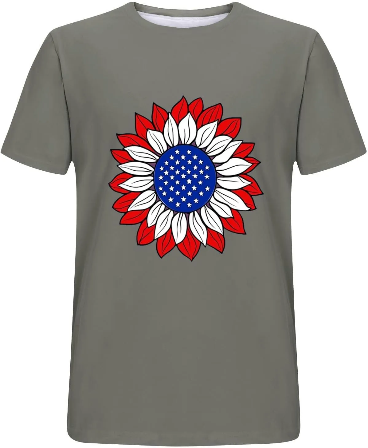 Men's American Flag Muscle T-Shirt Workout Crewneck Star Stripes Sunflower Graphic Tees Short Sleeve Casual Patriotic Tops