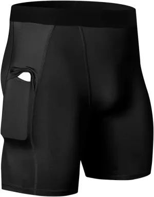 Men's Athletic Compression Shorts with Pockets Running Workout Active Underwear