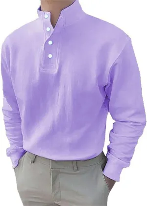 Mens Athletic Fit Banded Collar Sweatshirts Long Sleeve Half Buttons Henley Shirts for Men Big and Tall Casual Pullover Tops
