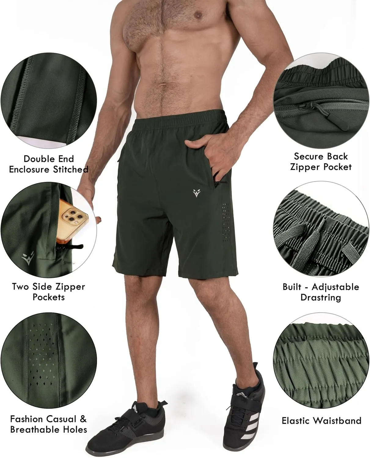 Men's Athletic Running Shorts Quick Dry Workout Shorts Lightweight Sports Gym Basketball Shorts Hiking