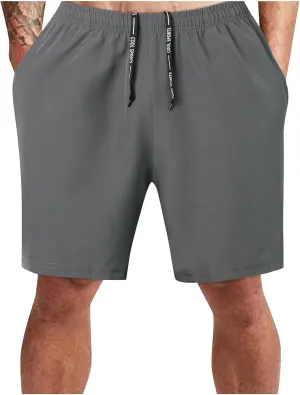 Men's Athletic Shorts Quick Dry Loose Lightweight Solid Activewear Drawstring Running Workout Gym Shorts with Pockets