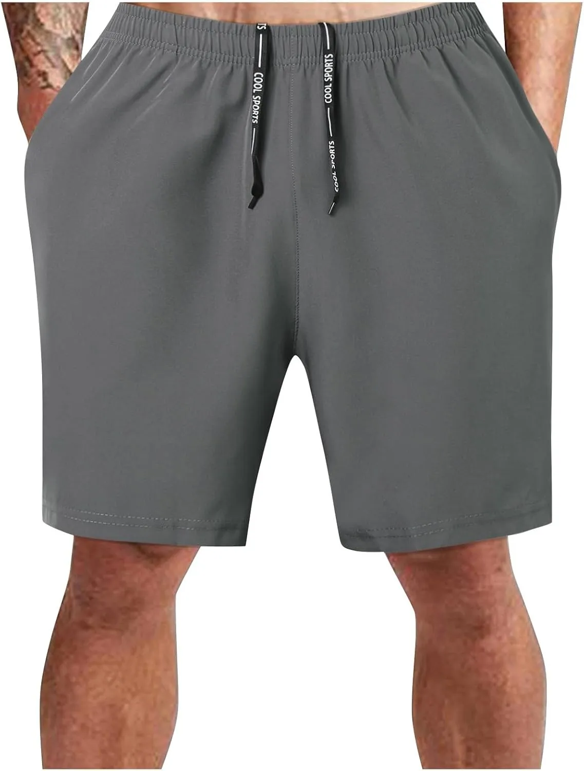 Men's Athletic Shorts Quick Dry Loose Lightweight Solid Activewear Drawstring Running Workout Gym Shorts with Pockets