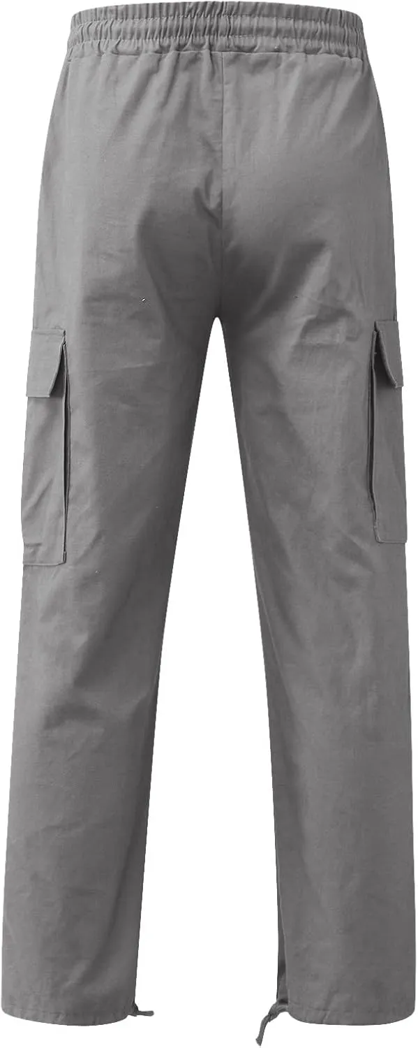 Men's Cargo Pants Casual Joggers Athletic Pants Loose Straight Sweatpants Outdoor Lightweight Tactical with Pockets