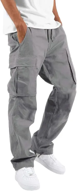 Men's Cargo Pants Casual Joggers Athletic Pants Loose Straight Sweatpants Outdoor Lightweight Tactical with Pockets