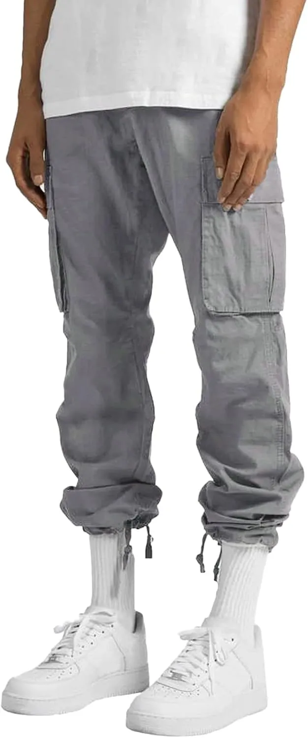 Men's Cargo Pants Casual Joggers Athletic Pants Loose Straight Sweatpants Outdoor Lightweight Tactical with Pockets