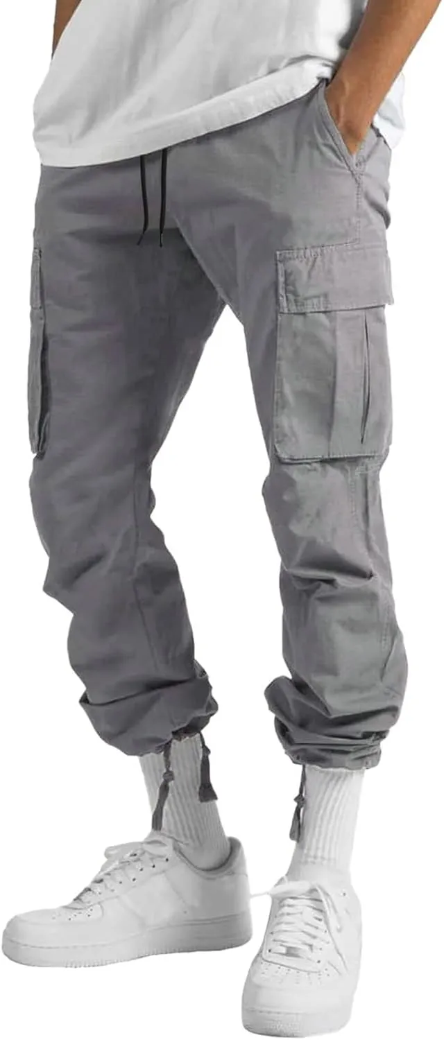 Men's Cargo Pants Casual Joggers Athletic Pants Loose Straight Sweatpants Outdoor Lightweight Tactical with Pockets