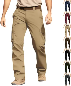 Mens Cargo Pants Relaxed Fit Hiking Work Pants Ripstop Lightweight Flex Tactical Pants with Pockets Chino Pants
