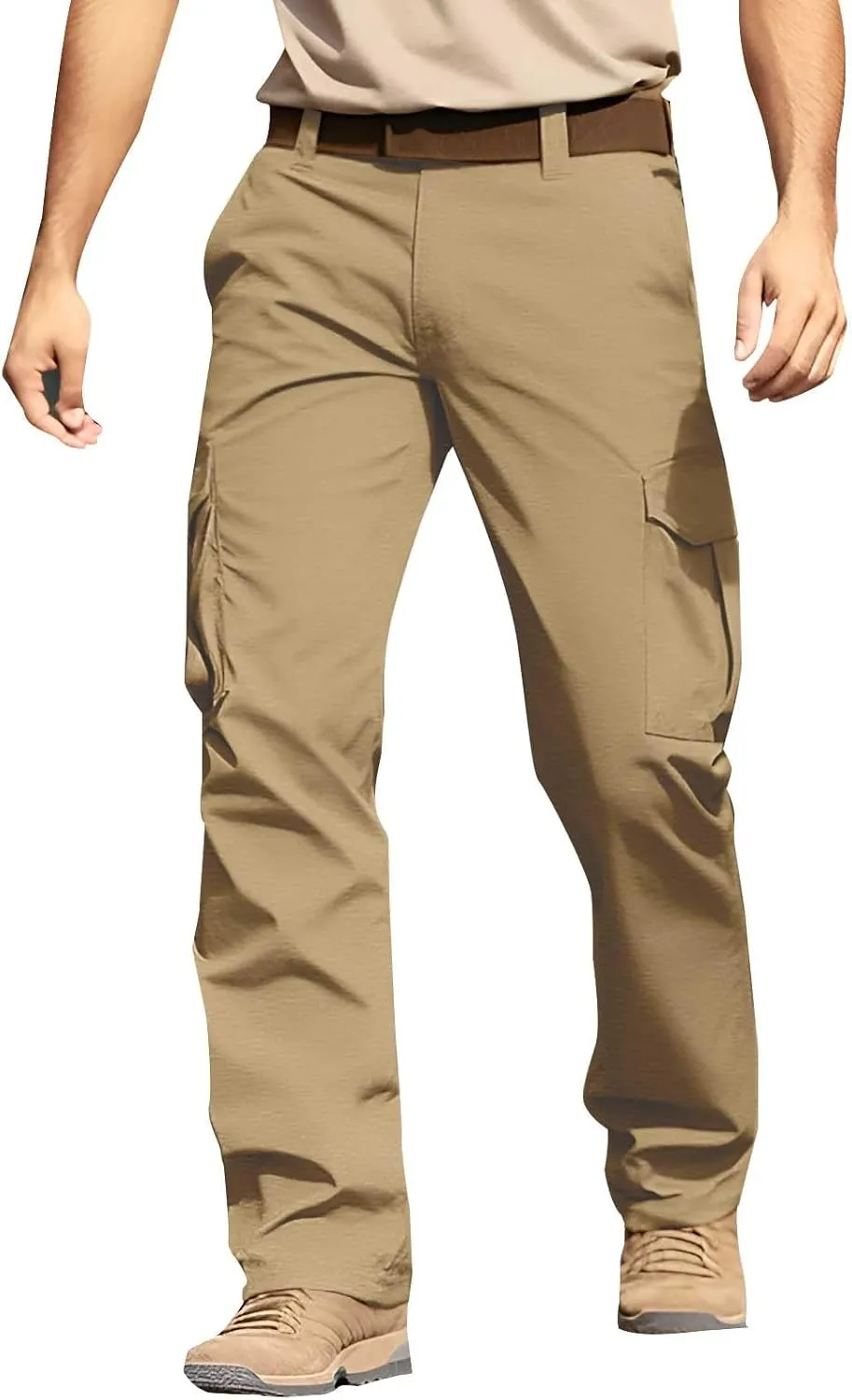 Mens Cargo Pants Relaxed Fit Hiking Work Pants Ripstop Lightweight Flex Tactical Pants with Pockets Chino Pants