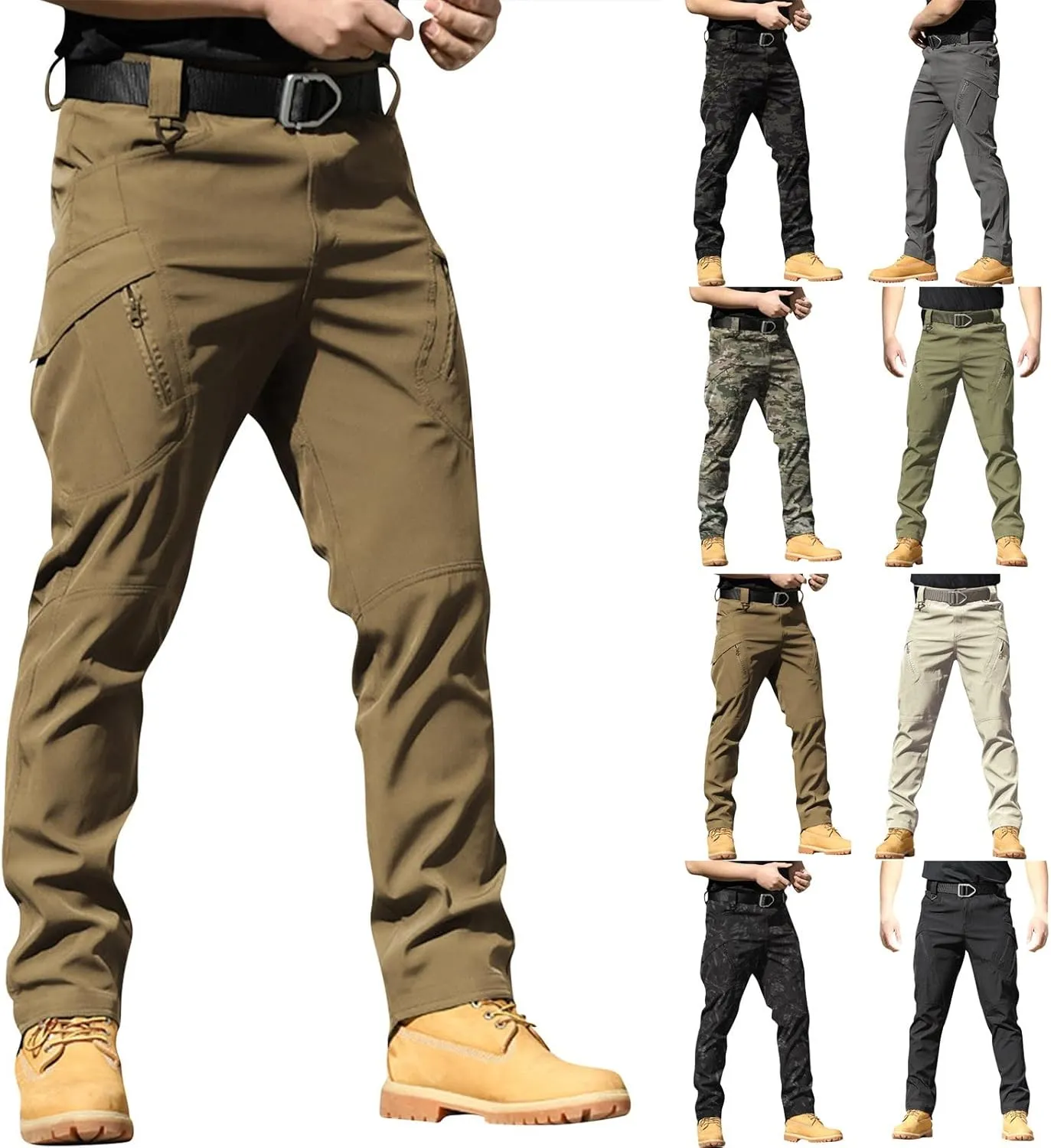 Mens Cargo Pants Relaxed Fit Stretch Construction Work Pants Outdoor Lightweight Ripstop Tactical Pants Hiking Pants