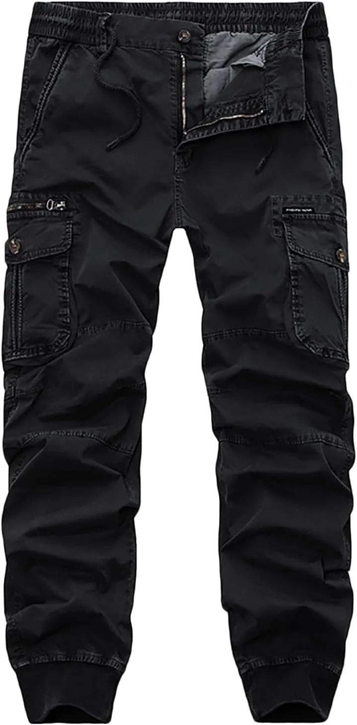 Mens Cargo Pants Slim Fit Hiking Pants Men Casual Lightweight Joggers Work Pants Multi-Pocket Military Pants
