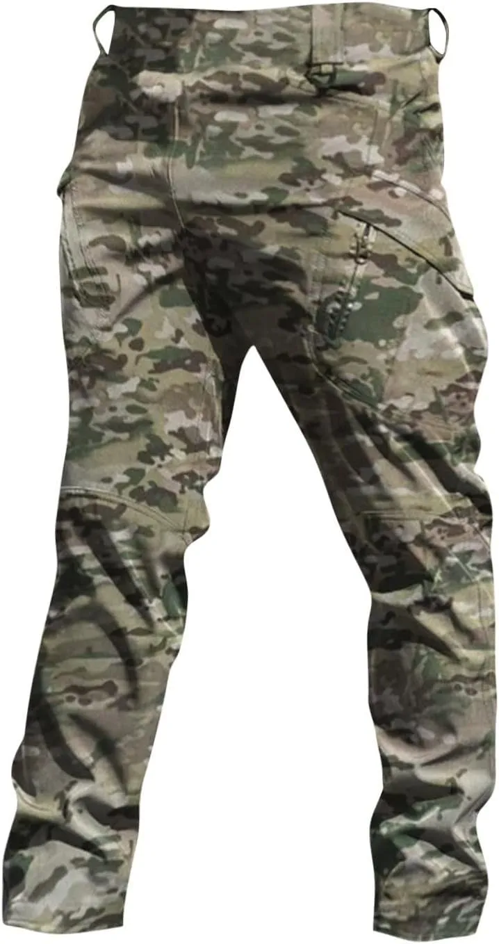 Men's Cargo Pants Waterproof Stretch Hiking Pants Multi Pockets Baggy Flex Camo Ripstop Tactical Pants Work Pants